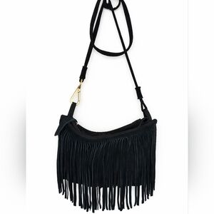 Street Level Black Fringe Crossbody Bag